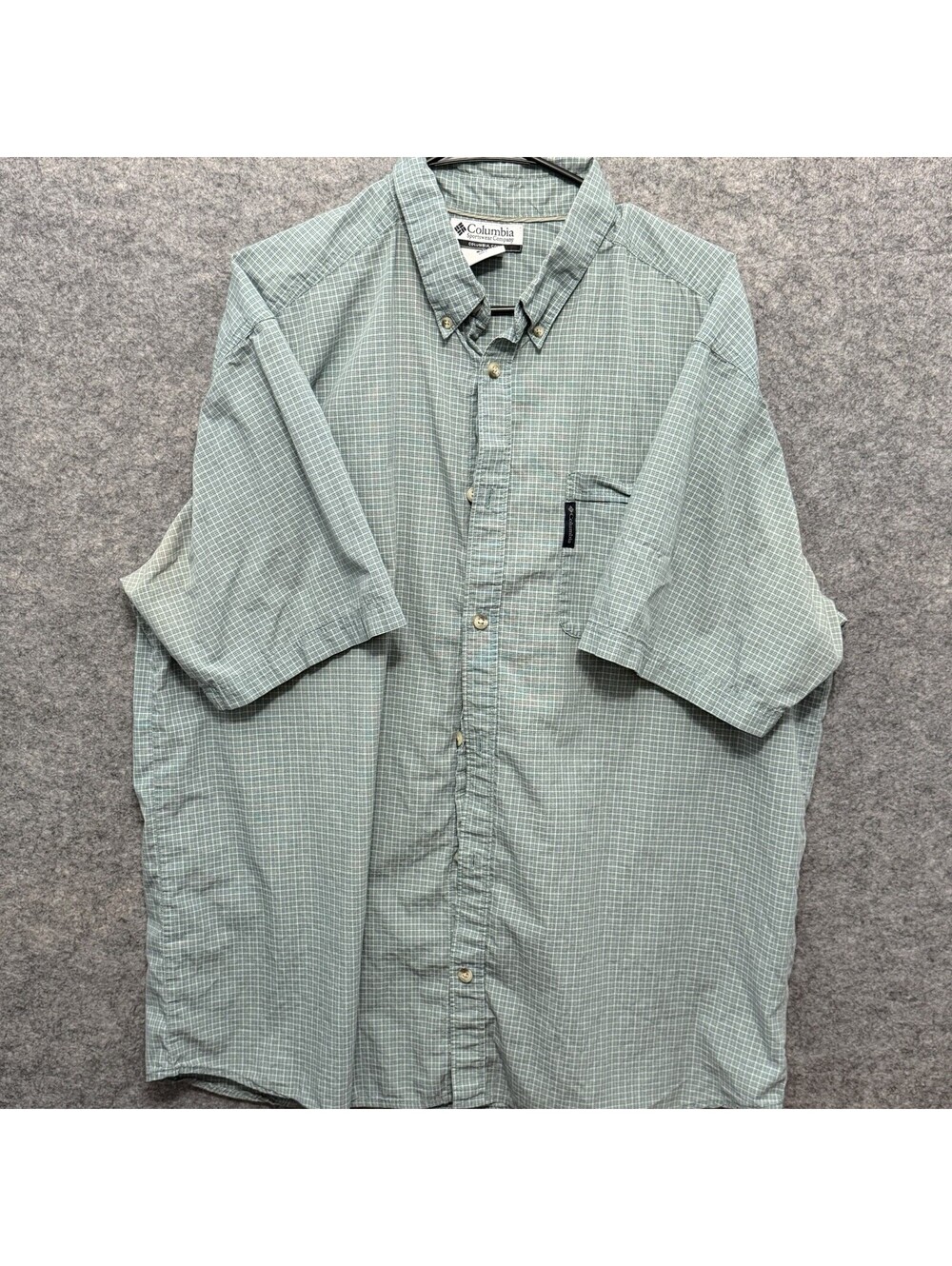 Columbia Sportswear Mens XL Green Plaid Short Sleeve Button Down Cotton Shirt